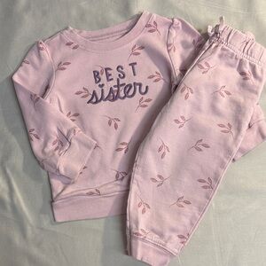 Carter's - Light Pink 'Best Sister' Leaf Print Set